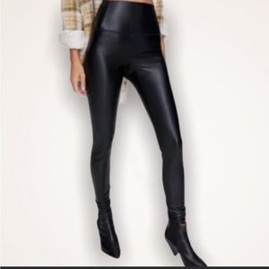 7 For All Mankind High Waisted Vegan Leather Leggings - Black